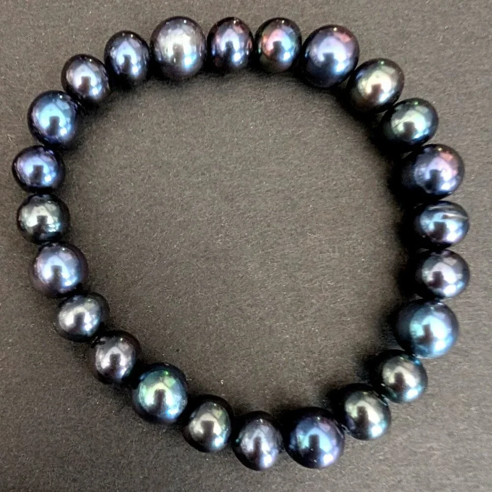 5 shades of blue layering beaded bracelets
